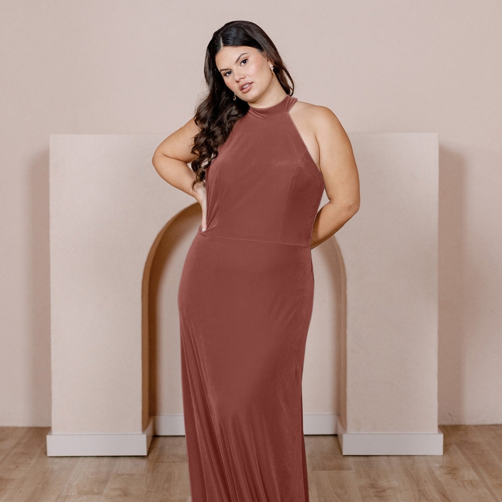 Dusty Rose Velvet Bridesmaid dress
